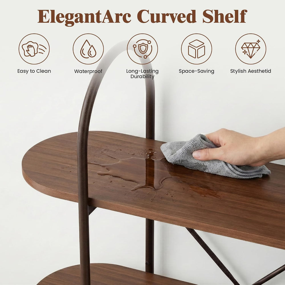 Tall Vinyl Record Player Stand with Sliding Doors, 4 Tier Shelf, Walnut