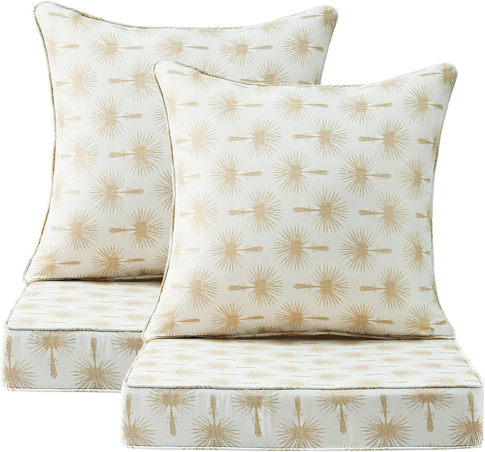 Outdoor Deep Seat & Back Cushion Set (2-Pack), 24 x 24 Inch Water Repelle...