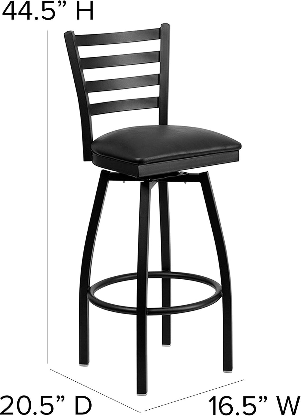 Flash Furniture 2 Pack HERCULES Series Black Ladder Back Swivel Metal Barstoo...