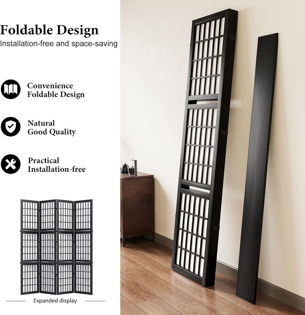5.6FT Room Divider and Folding Portable Partition Screen, Chinese Japanese Sh...