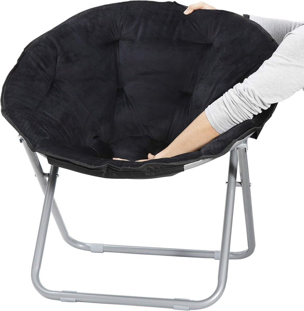 Faux-Fur Folding Chair, Moon Chair Soft Lounge Chair for Lounging, Bedroom, D...