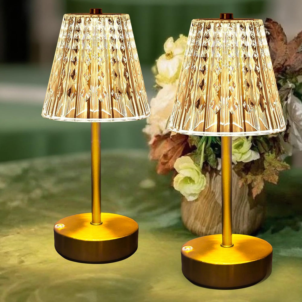 Set of 2 Rechargeable Table Lamps-Small Size Battery Powered Lamps-Cordless D...
