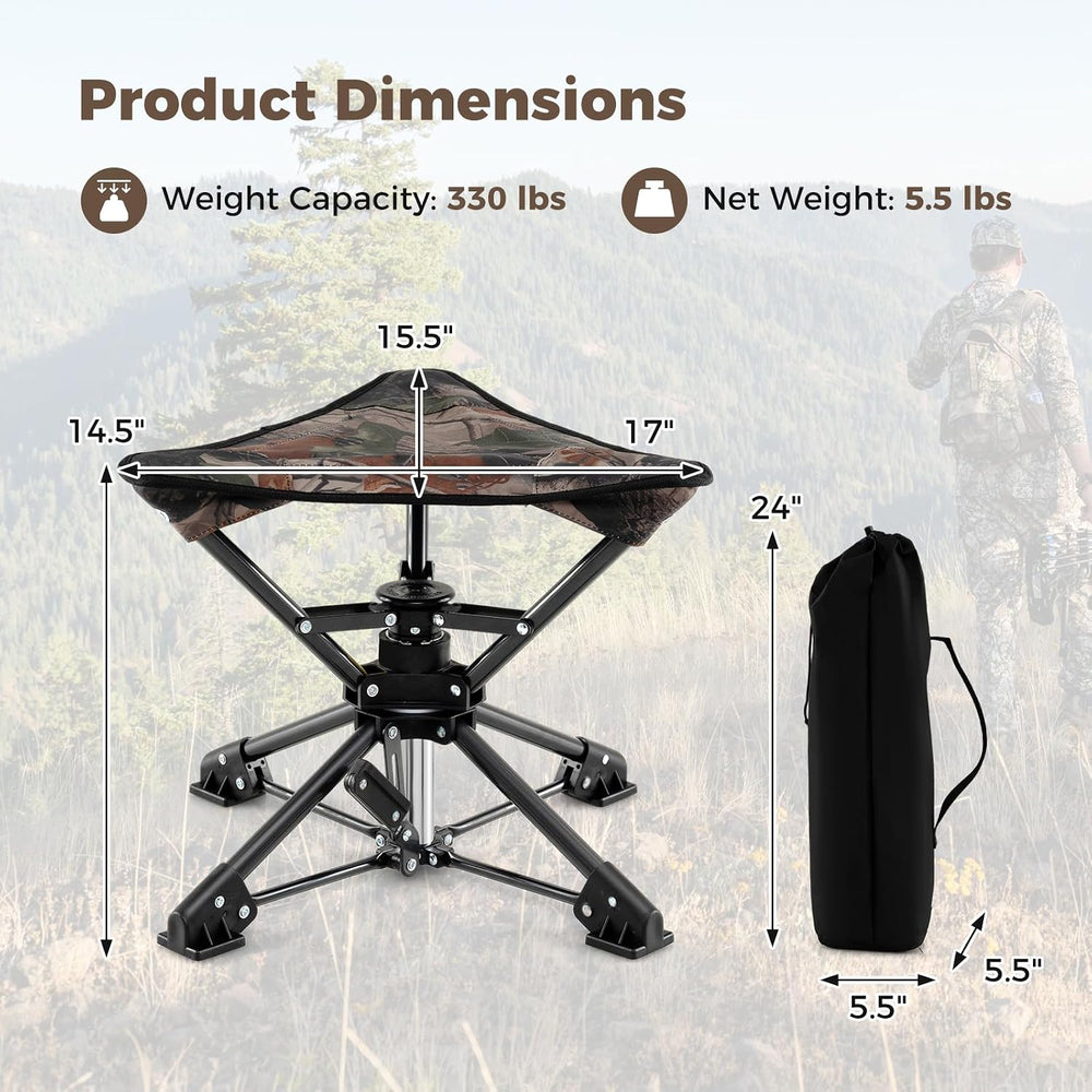 GYMAX 2 Pack 360° Swivel Camping Stool, Portable Folding Stool Seat with Carr...