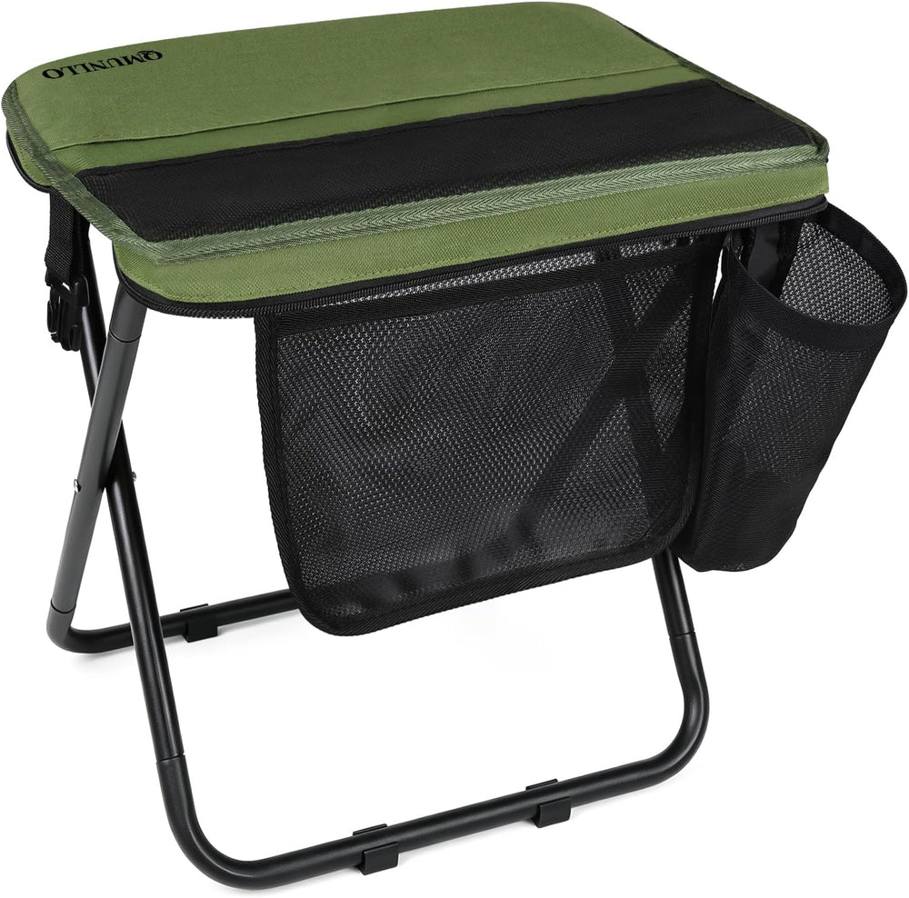 Portable 16.5" Extra Large Folding Stool, Folds into a Carry Bag(Green)