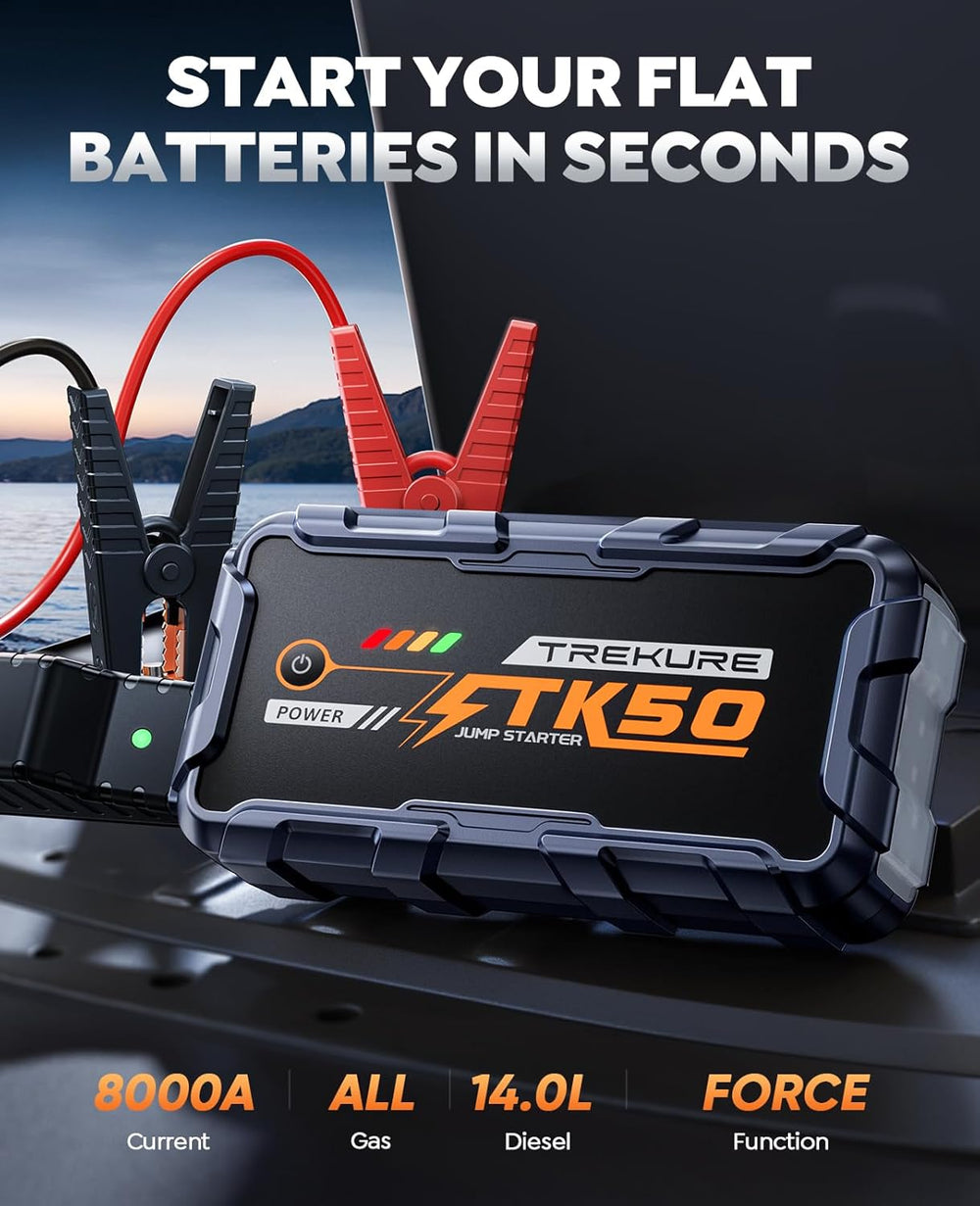 TREKURE Car Battery Jump Starter 8000A 26800mAh, Portable Car Jump Starter fo...
