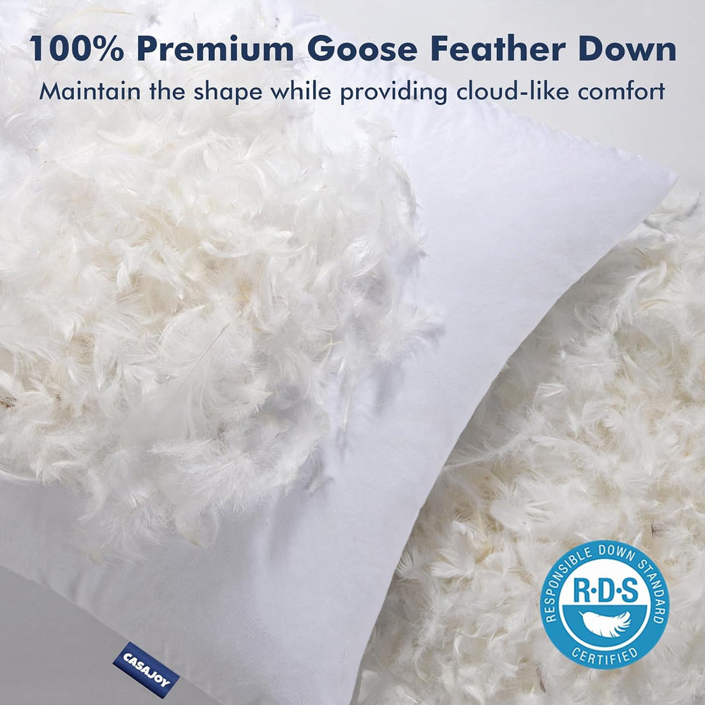 18x18 Pillow Inserts, Set of 2 Down Feather Throw Pillows for Couch