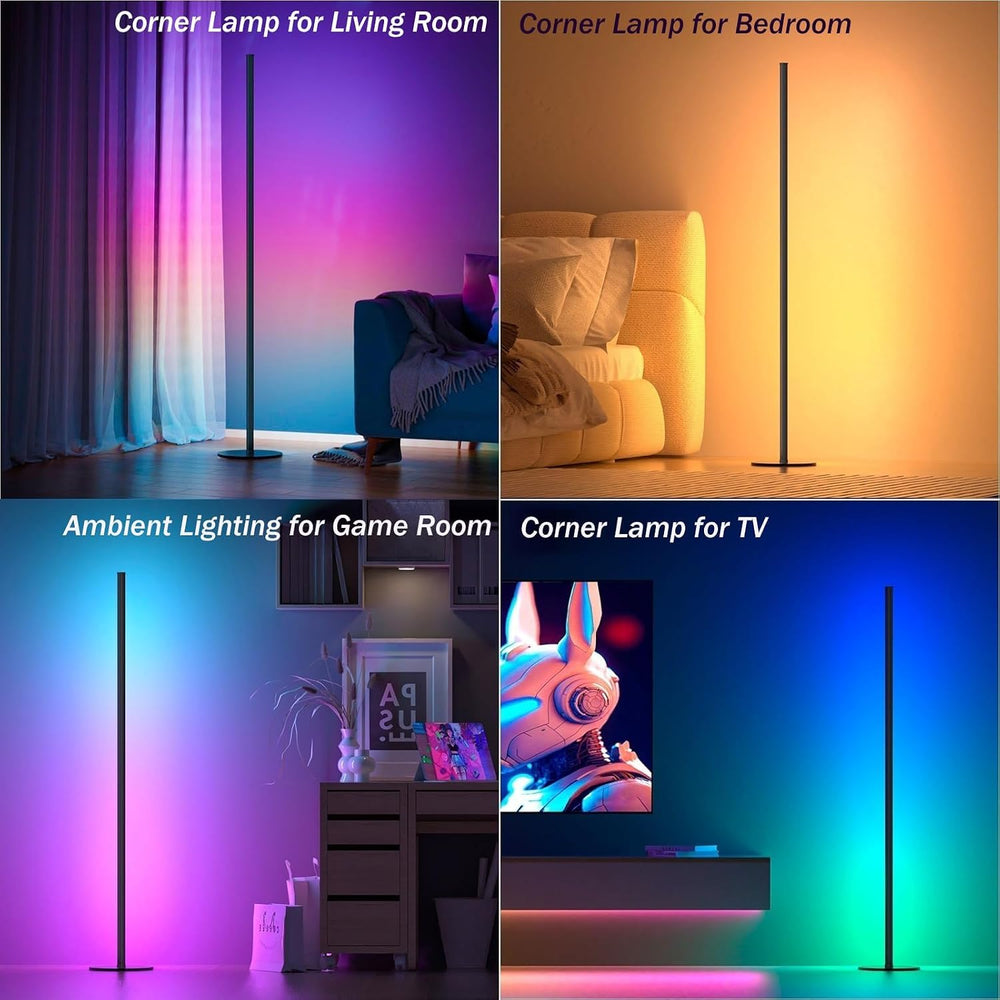 LED Corner Floor Lamp, Ambient Lighting 2 Pack One Connected Pair