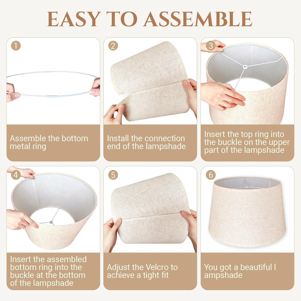 Large Drum Lamp Shade, Natural Linen 13"Top x 16" Bottom x 11"...