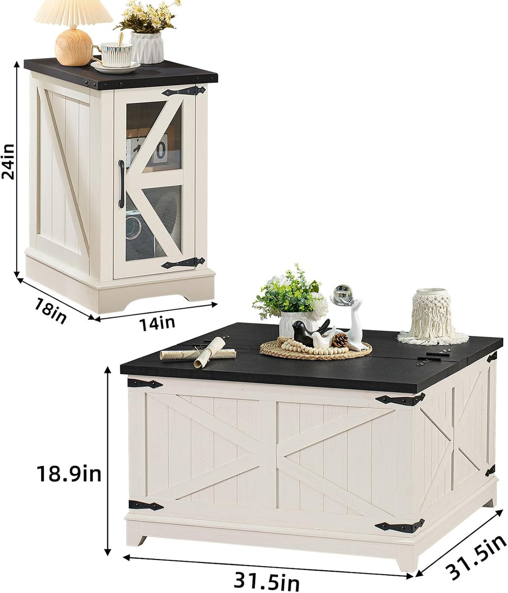 Joaxswe Farmhouse Coffee Table Set of 3, NightStands and Coffee Tables