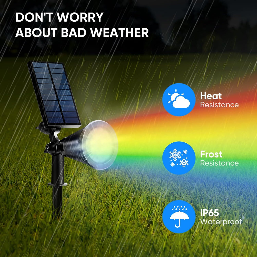KEV RGB Solar Spot Lights Outdoor Waterproof,Multicolor,4‑Pack