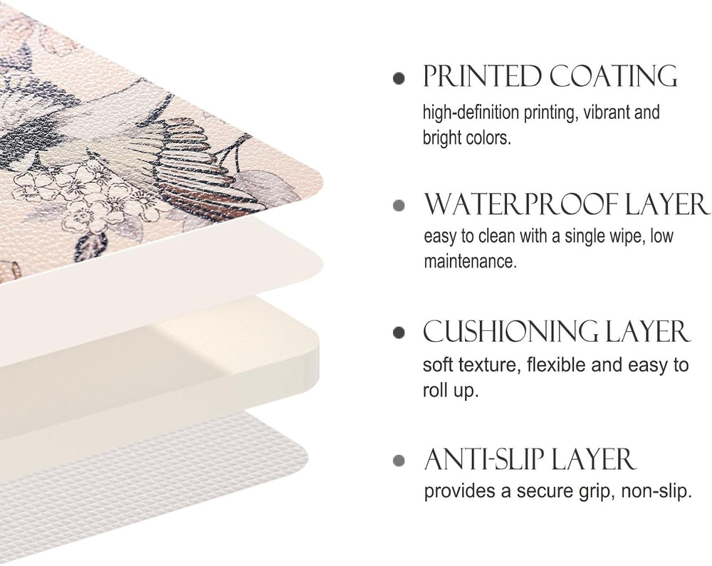 ISAENNE Vinyl Waterproof Placemats Set of 6 Rectangular,12"*17"