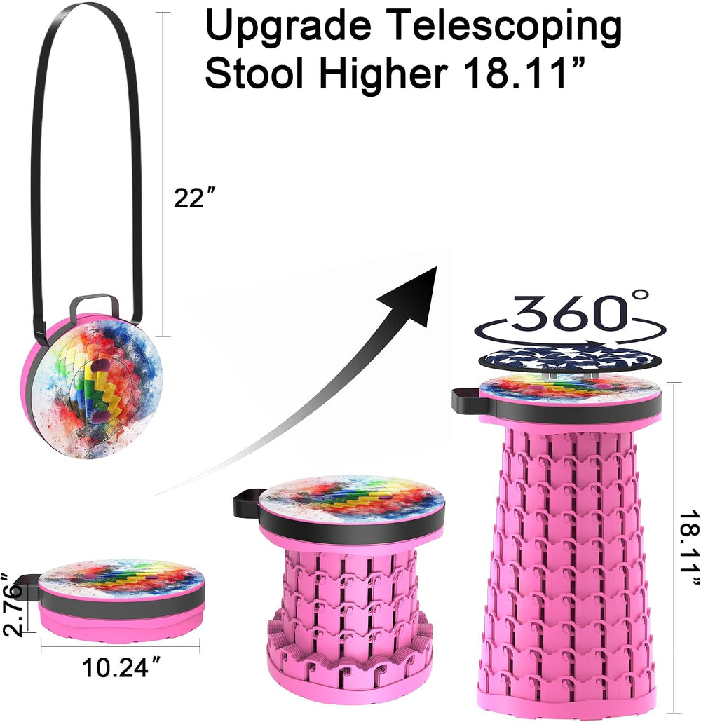 ALEVMOOM Upgraded Telescoping Collapsible Stool with Cushion, Folding Stool w...