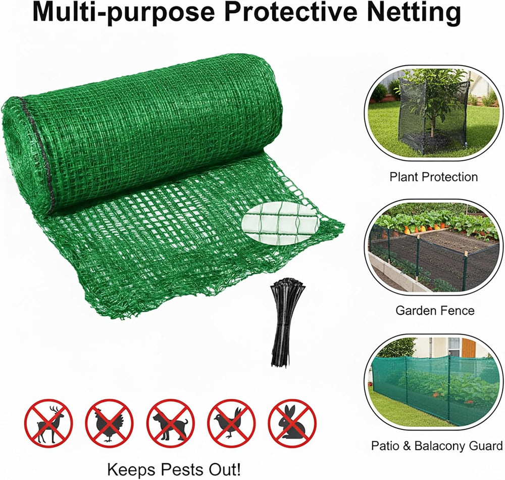 7x100 FT Deer Fence Netting, Plastic Mesh Roll, Garden Protection, Green
