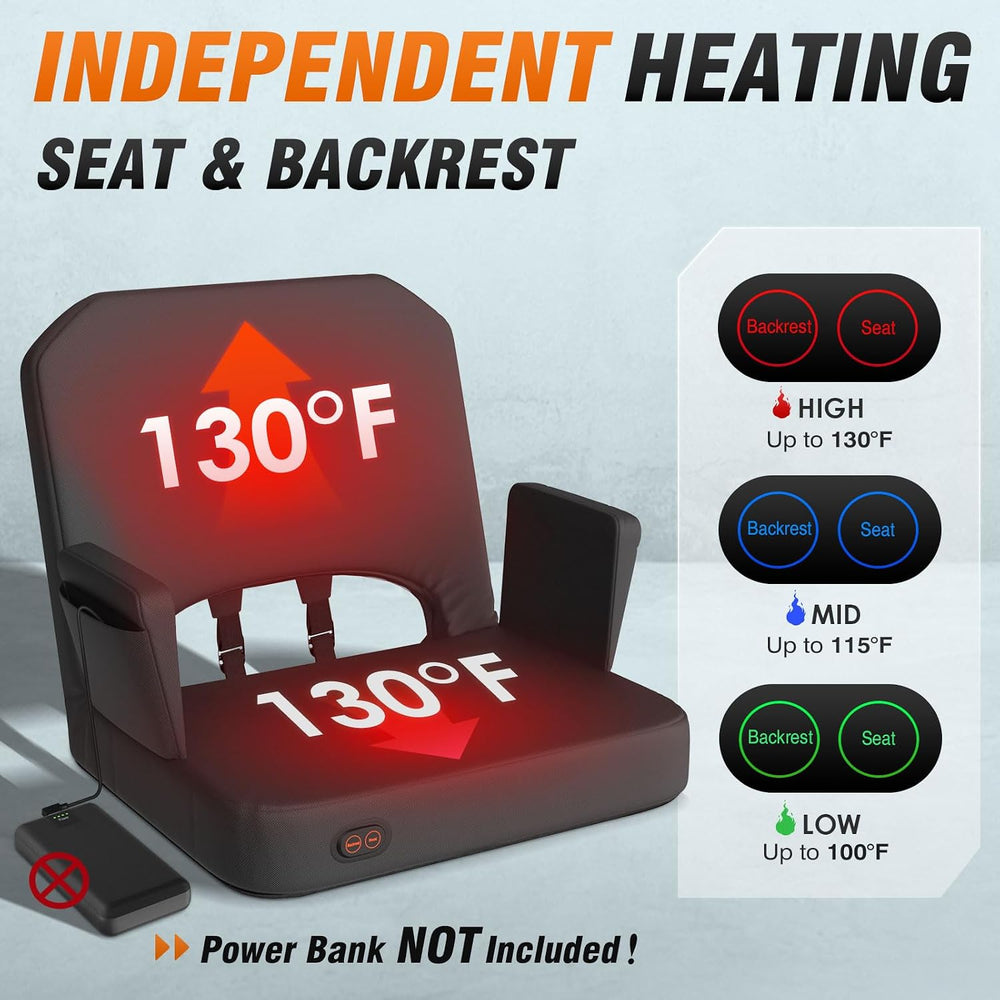 HOPERAN Heated Stadium Seats for Bleachers, Dual Control, Foldable Armrests
