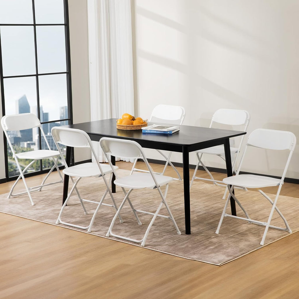 DUMOS Plastic Folding Chairs Sets of 6, Patio Dining Foldable Sets, Outdoor
