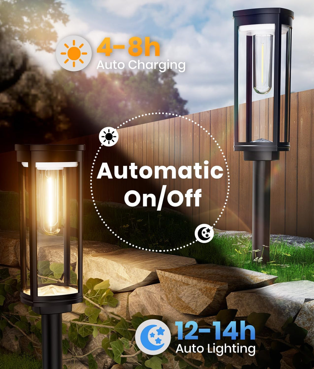 ALFIOT Solar Lights Outdoor Waterproof, 8 Pack, Warm White, Geometric Shade