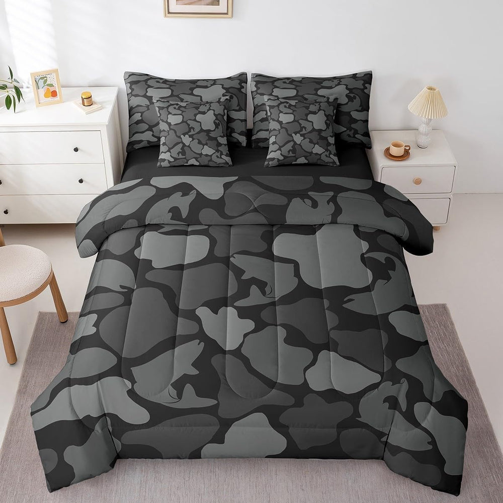 Erosebridal Farmhouse Fishing Comforter Set Full Bass Fish Bedding Set Camouf...
