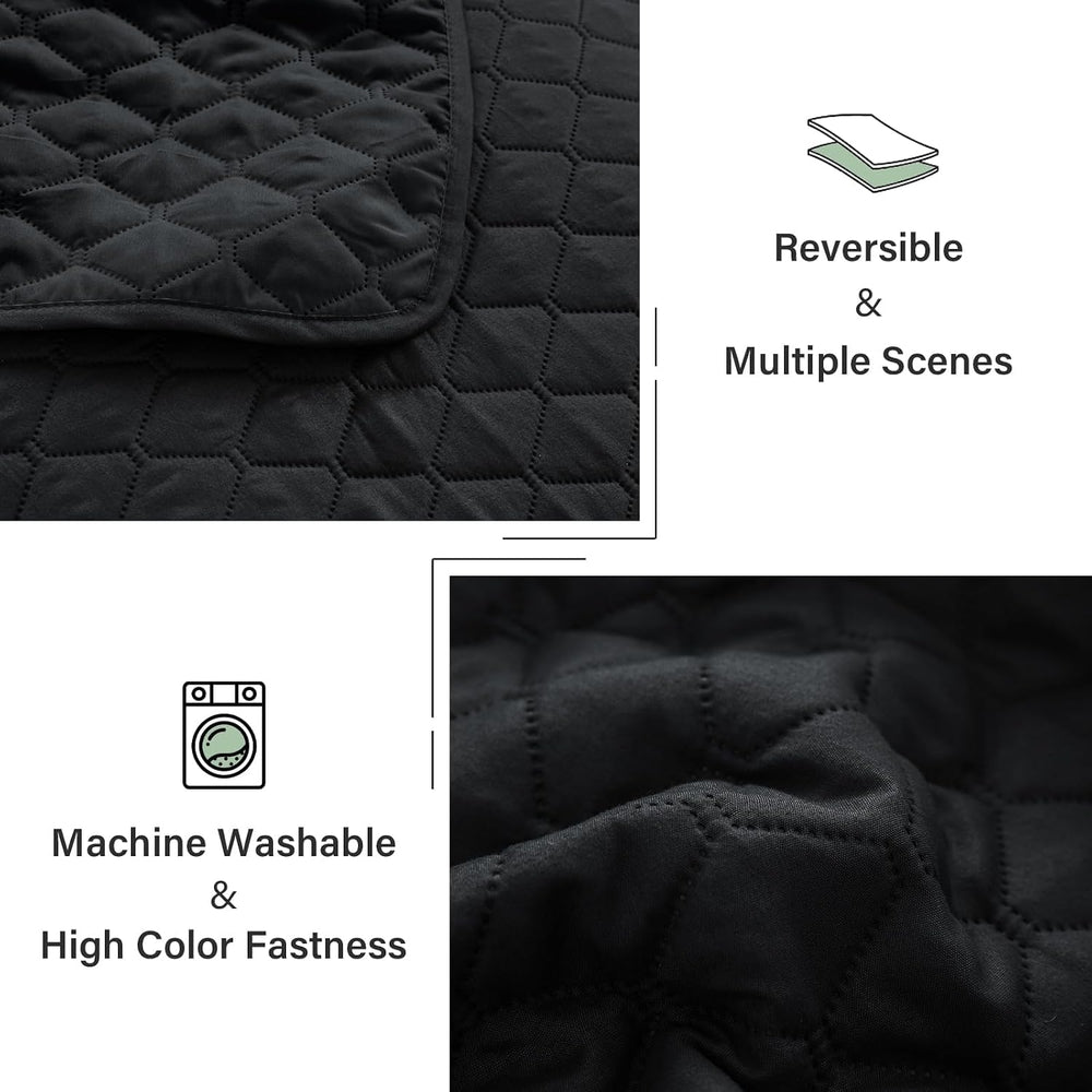 Exclusivo Mezcla Reversible King Size Quilt Bedding Set, Black