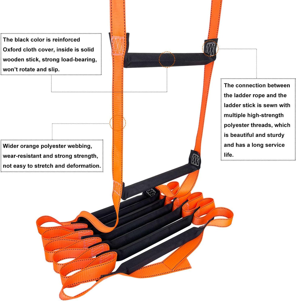 Fire Escape Ladder with 2 Heavy Hooks, 26.5 Feet Emergency Ladder 3 Story