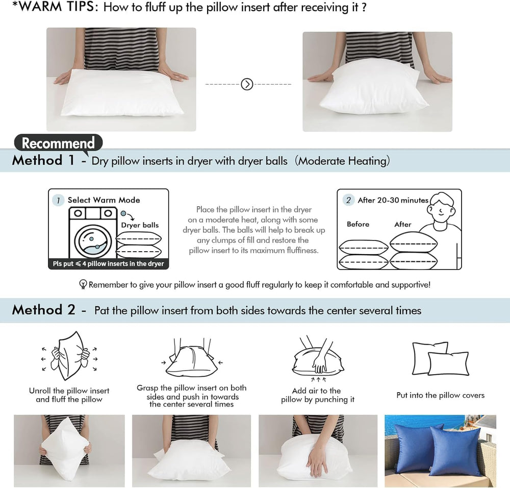 MIULEE Outdoor Pillows Set of 4 20x20 Waterproof Throw Pillow Inserts