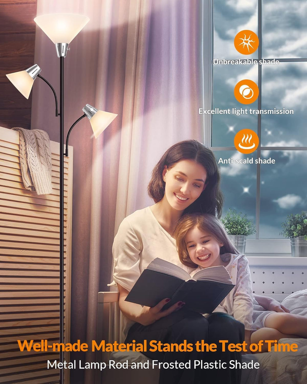 LEPOWER Floor Lamp, Bright Standing Lamp with Replaceable 3000K LED Lights