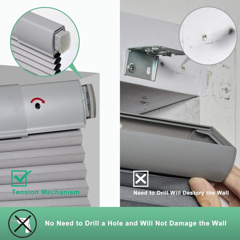 Tonature No Drill Cellular Shades for Indoor Windows, Thermal Insulating &amp...