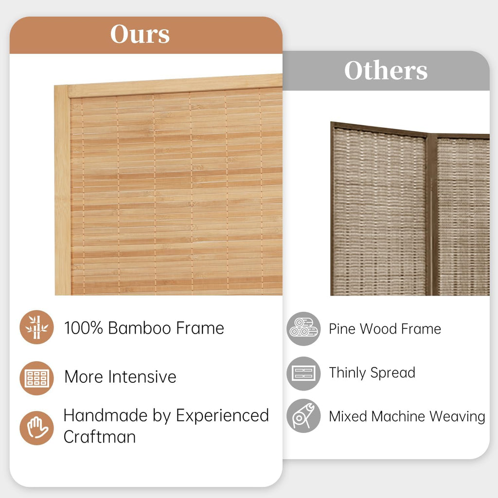 Room Divider Folding Privacy Screens,Hand-Made Natural Bamboo Room Dividers