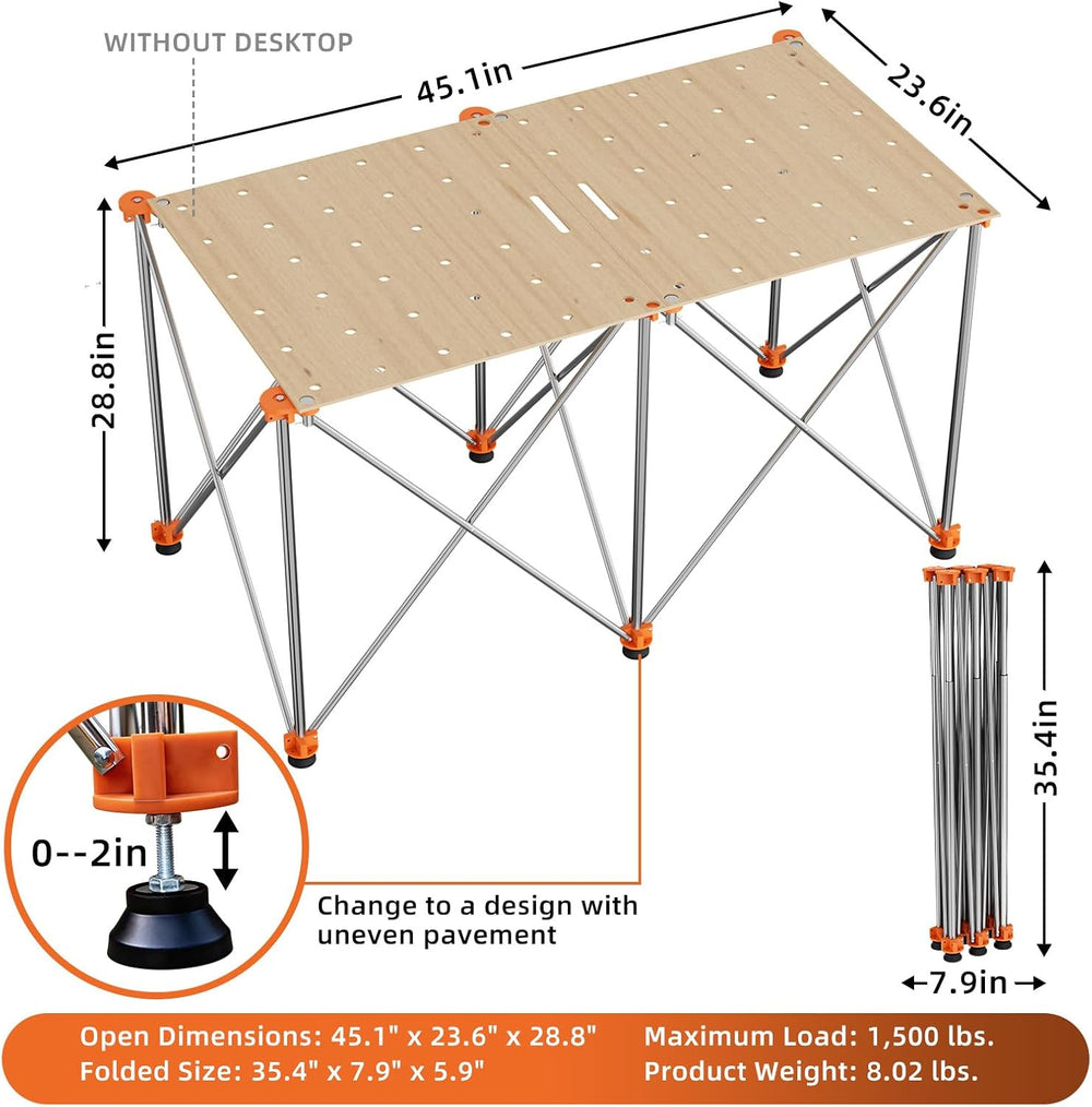 30" Tall Portable Folding Centipede Workbench 2x4 FT