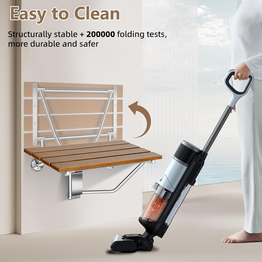 24'' Folding Shower Seat Wall Mounted, 500lb Load Capacity, Space-Saving