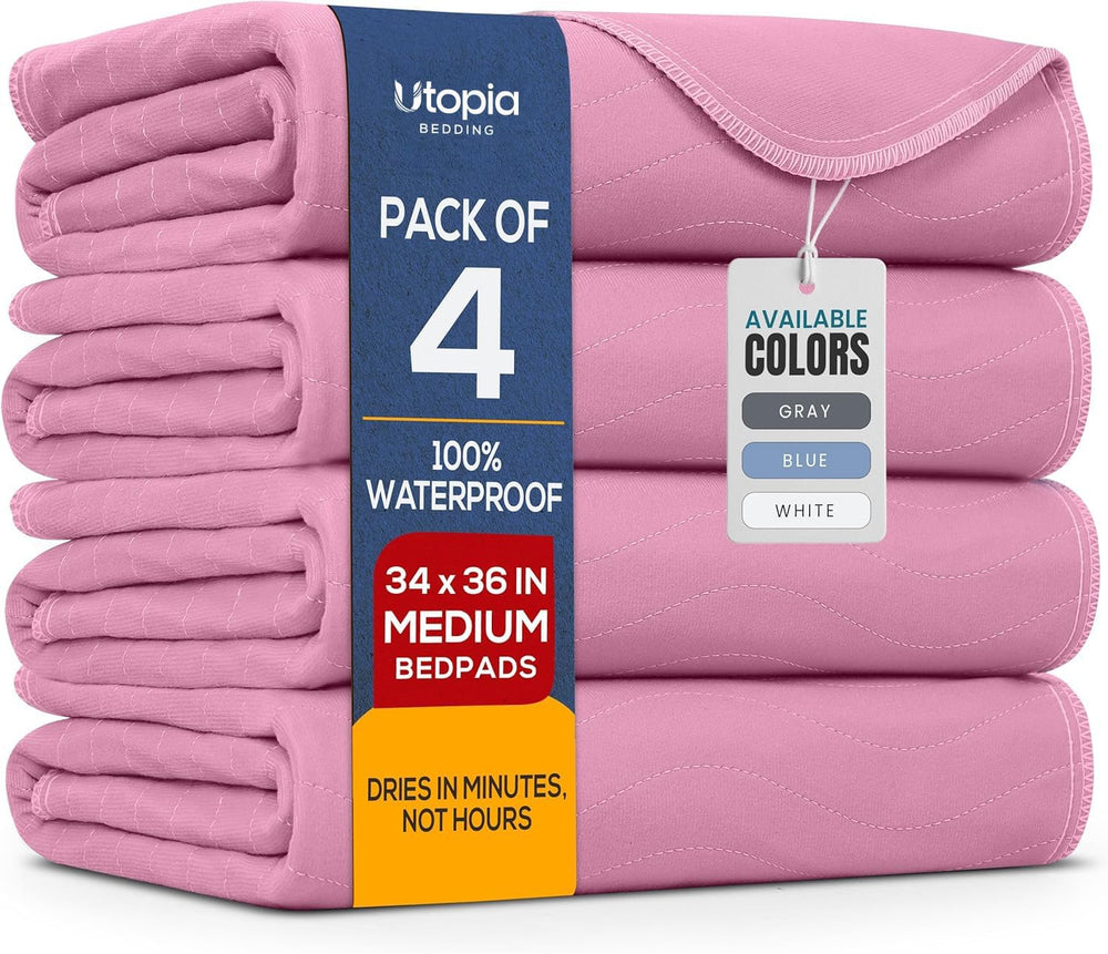 4 Pack Waterproof Reusable Heavy Absorbency Incontinence Bed Pads 34"x36...