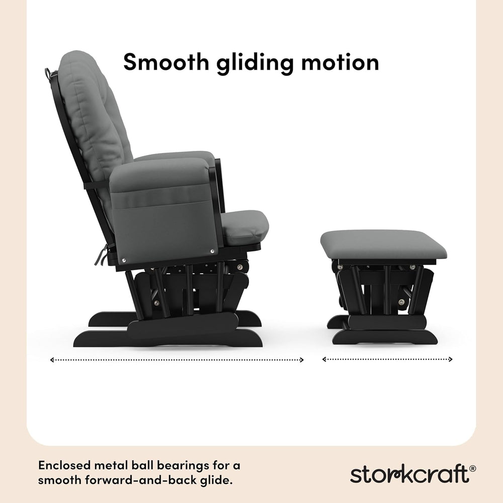 Storkcraft Premium Hoop Glider & Ottoman, Black with Gray