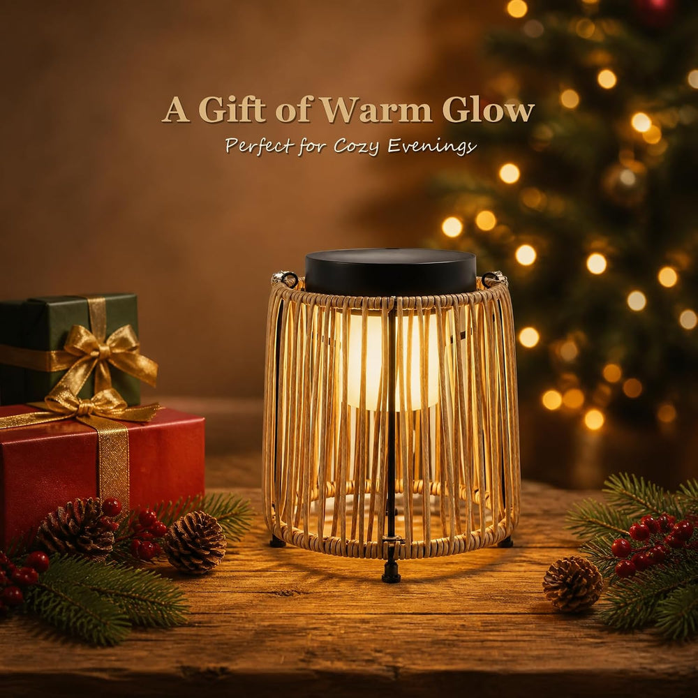 Outdoor Solar Lantern for Patio Waterproof, Rechargeable Table Lamp