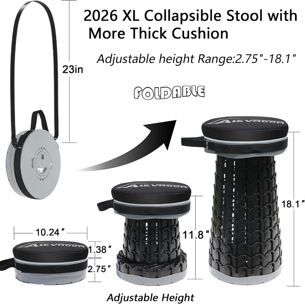 ALEVMOOM XXL 18.1" Telescoping Stool with Thick Cushion, Portable Telesc...