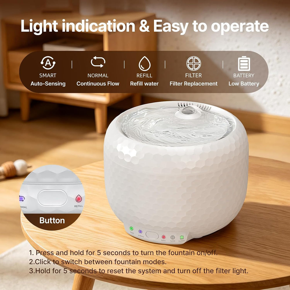 Red Dot Award Wireless Cat Water Fountain 1.8L/60oz, 145° Sensor Fountain wit...