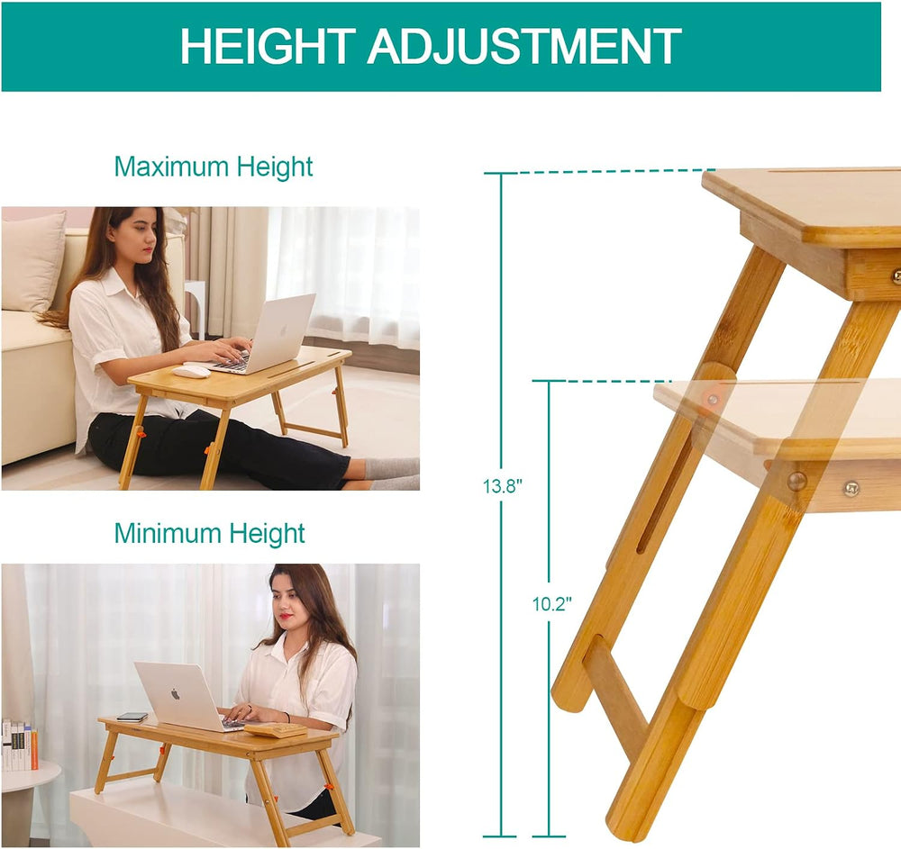 Lap Desk COIWAI Laptop Table Bamboo Writing Eating Bed Tray Adjustable Angle ...