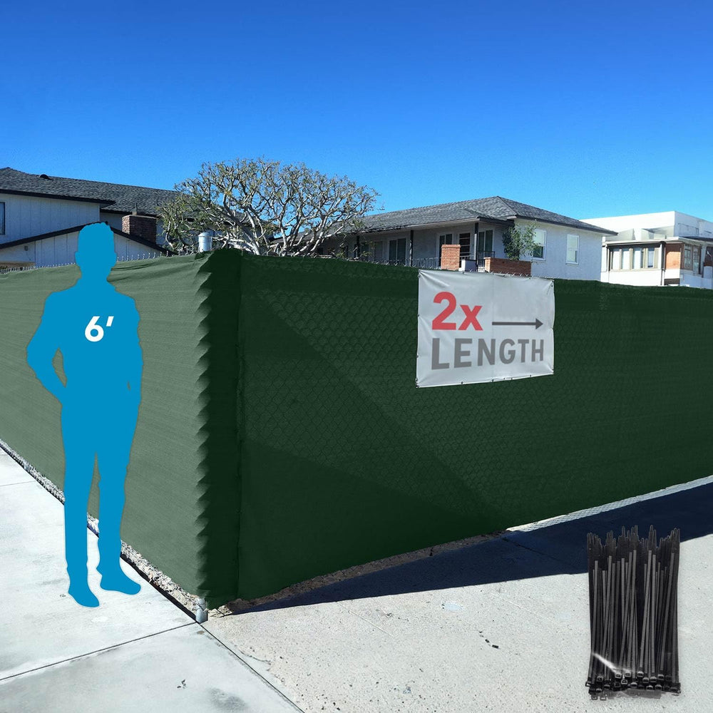 FenceScreen 6ft x 100ft Green Fence Privacy Screen Raw - 85% Blockage