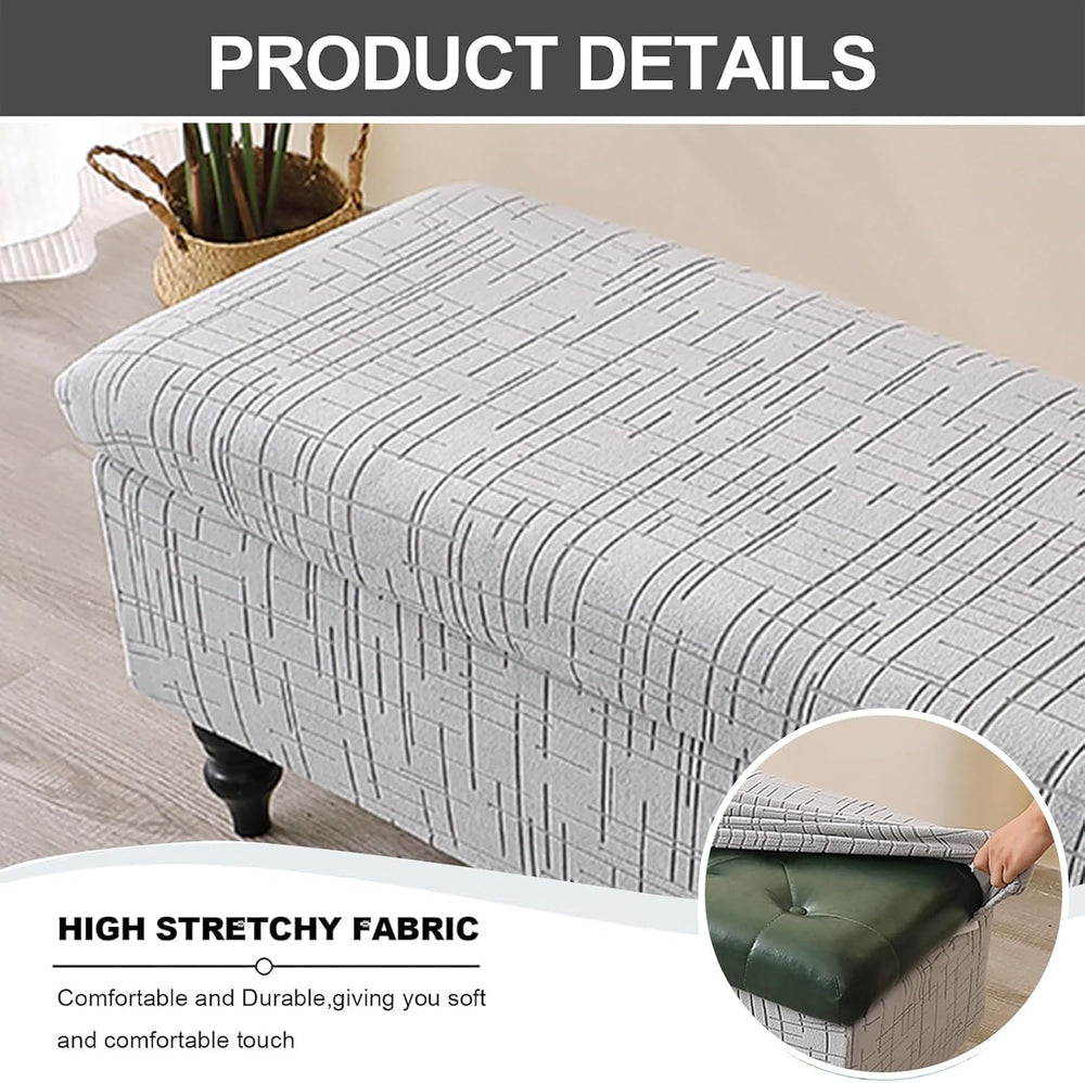 Storage Ottoman Cover Rectangle Ottoman Slipcover Fold Storage Bench Cover