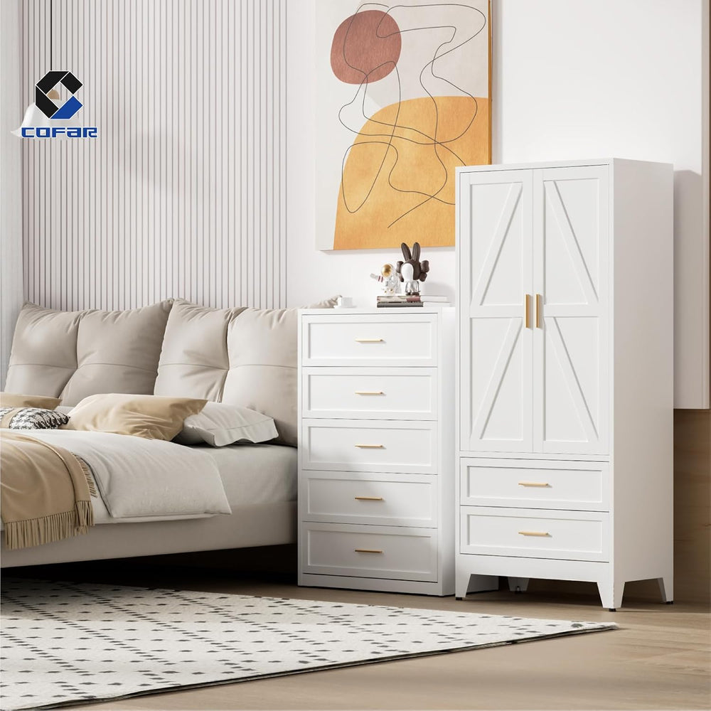COFaR Armoire Wardrobe Closet with Drawers & Hanging Rod, 71'' Me...
