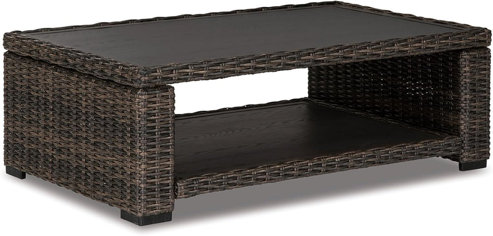 Signature Design by Ashley Grasson Lane Outdoor Wicker Cocktail Table with Al...