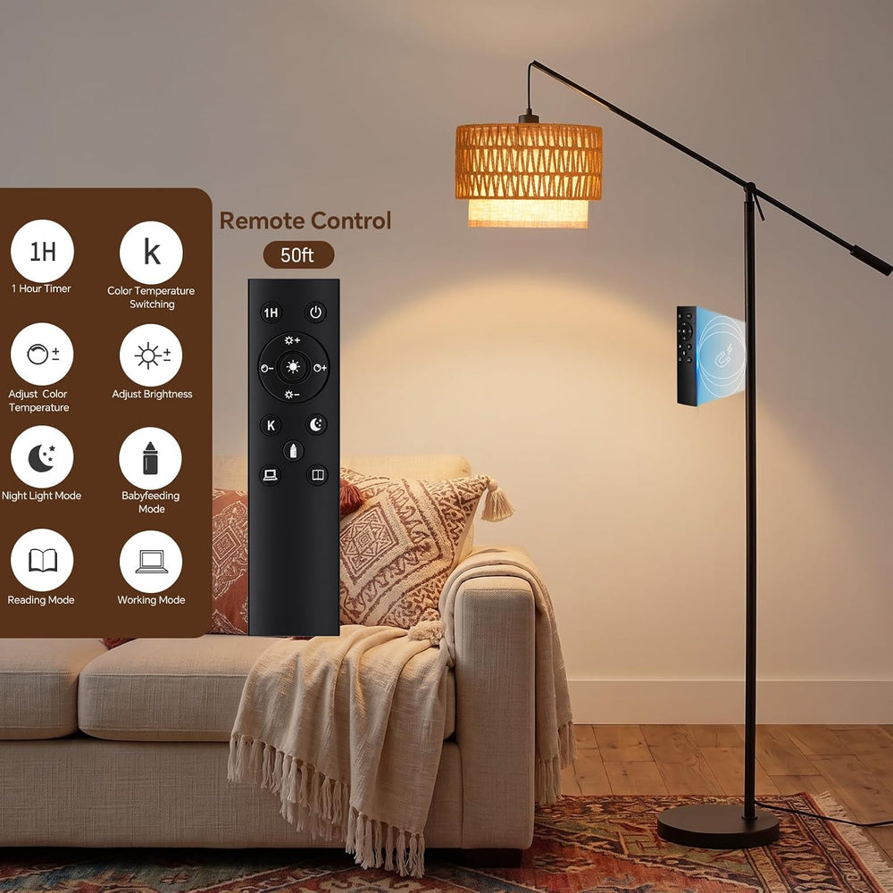 SUNMORY Floor Lamps for Living Room, Boho Standing Lamp with Remote Control