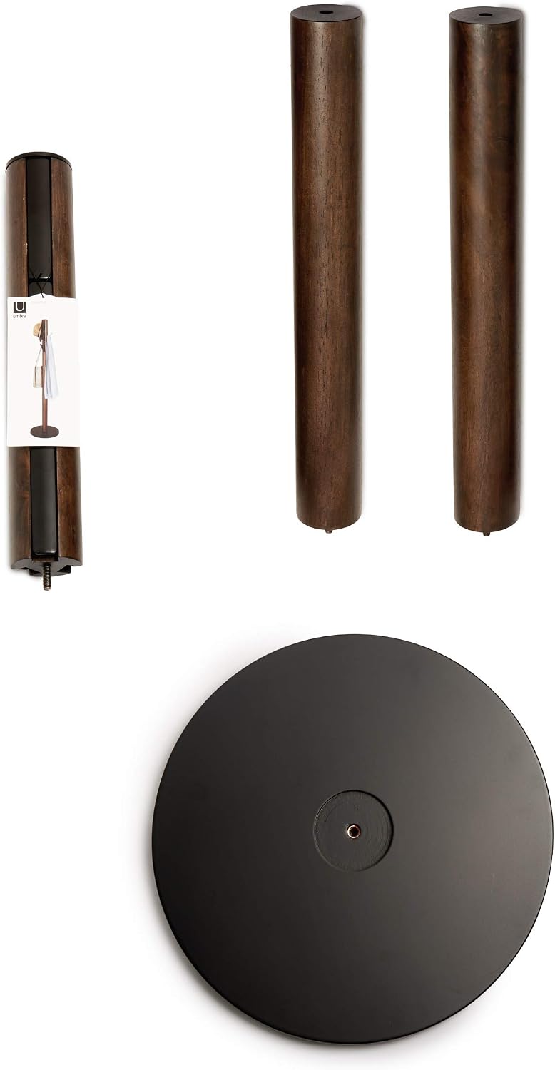 Umbra Flapper Coat Rack, Flip Down Clothing Rack, 9 Hooks, Black/Walnut