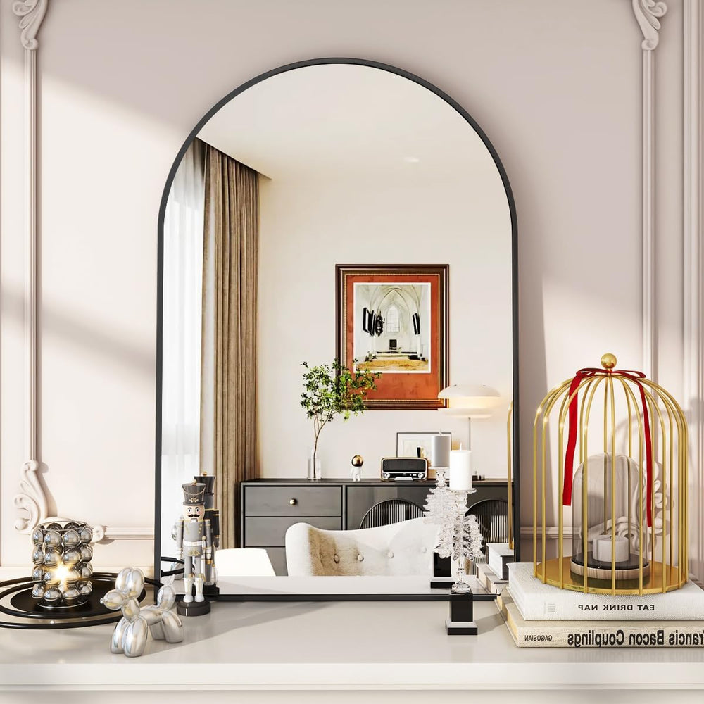VooBang Arched Wall Mirror, 24 x 36 inch Arch Bathroom Mirror Black