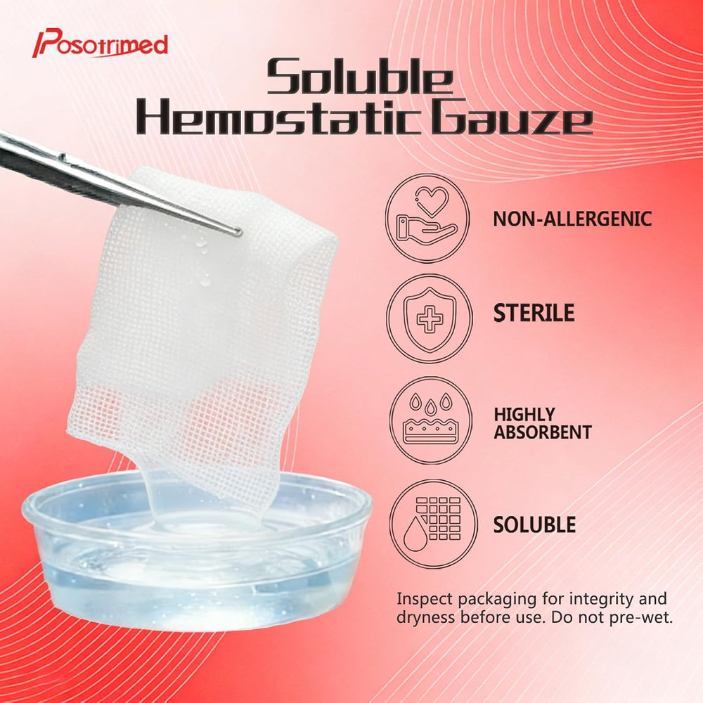 Soluble Hemostatic Gauze,4"X4" Quick Clot Combat Gauze Pads
