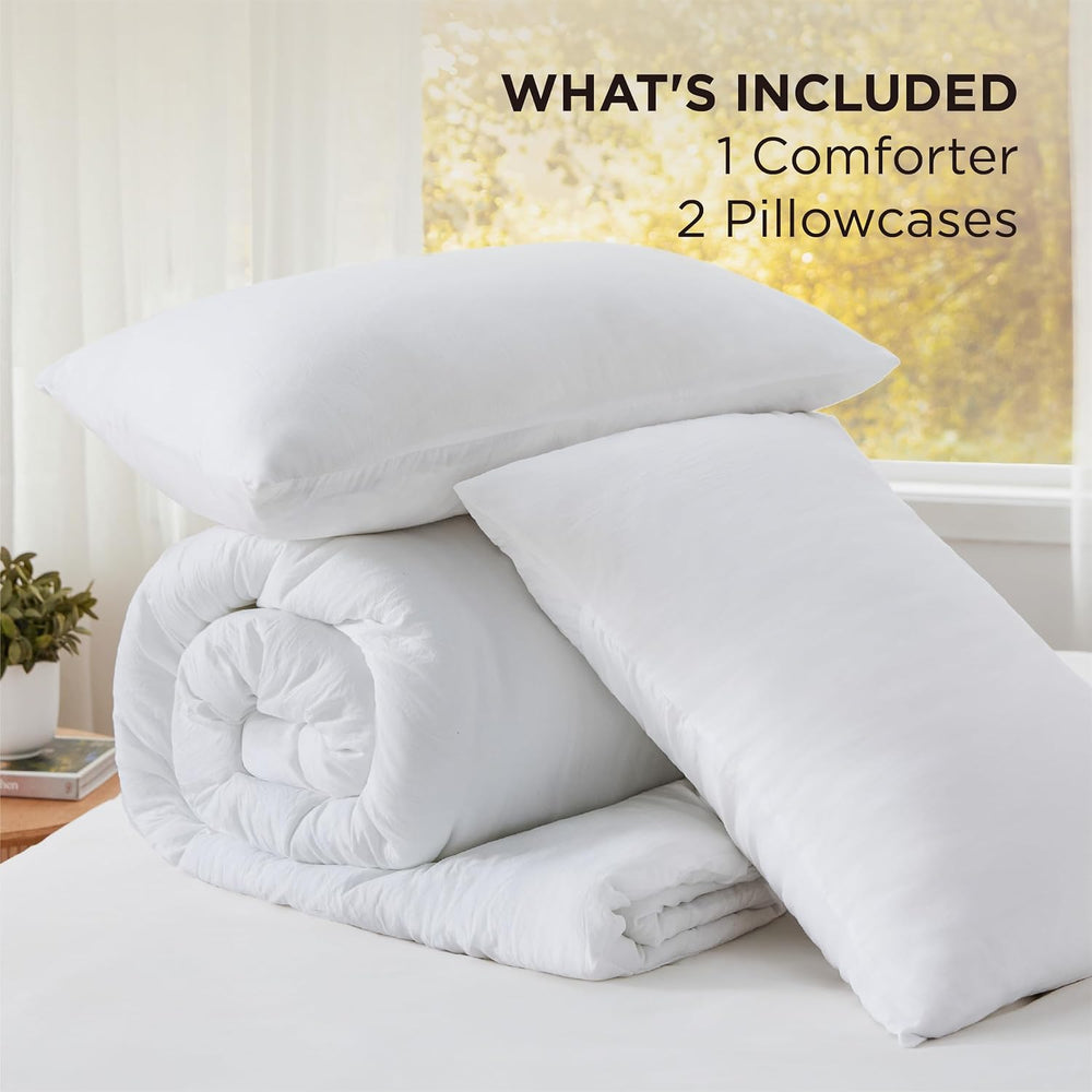 Bedsure King Comforter Set Prewashed Soft Bedding Set 3Pcs White 104"x90...
