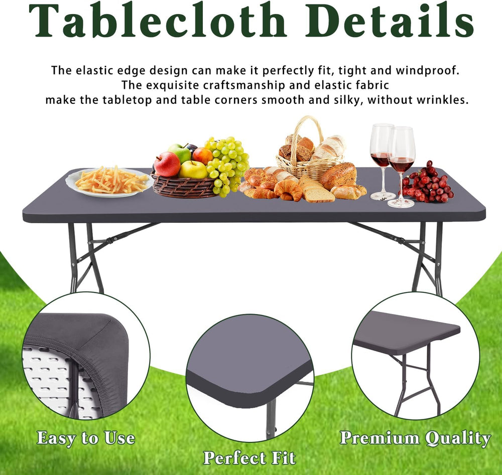 6 Pack Picnic Table Cover Outdoor Elastic Fitted Tablecloths for 6 Foot Recta...