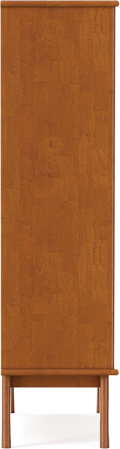 SIMPLIHOME Draper 58" Tall Solid Wood 9-Cube Bookcase in Teak Brown