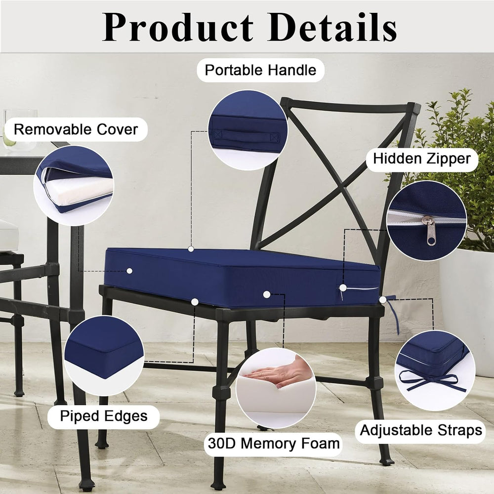 Outdoor Chair Cushions 22x22x4 Inch, Waterproof Blue Patio Furniture Cushions...