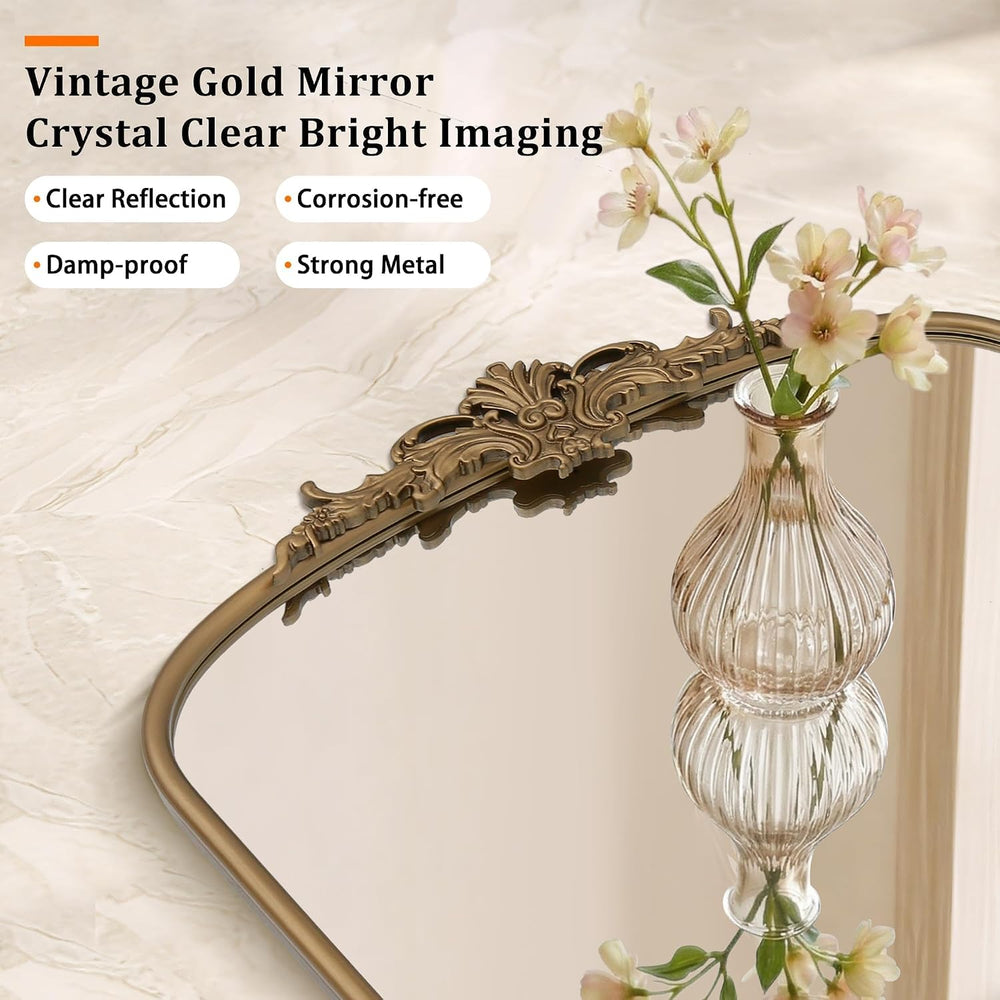 Besdomus Antique Gold Wall Mirror: 32"x24" French Brass Decorative ...