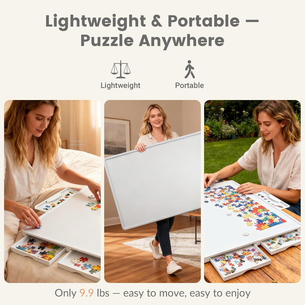ALL4JIG 1500 Pieces Lightweight Rotating Plastic Puzzle Board with 6 Drawers ...