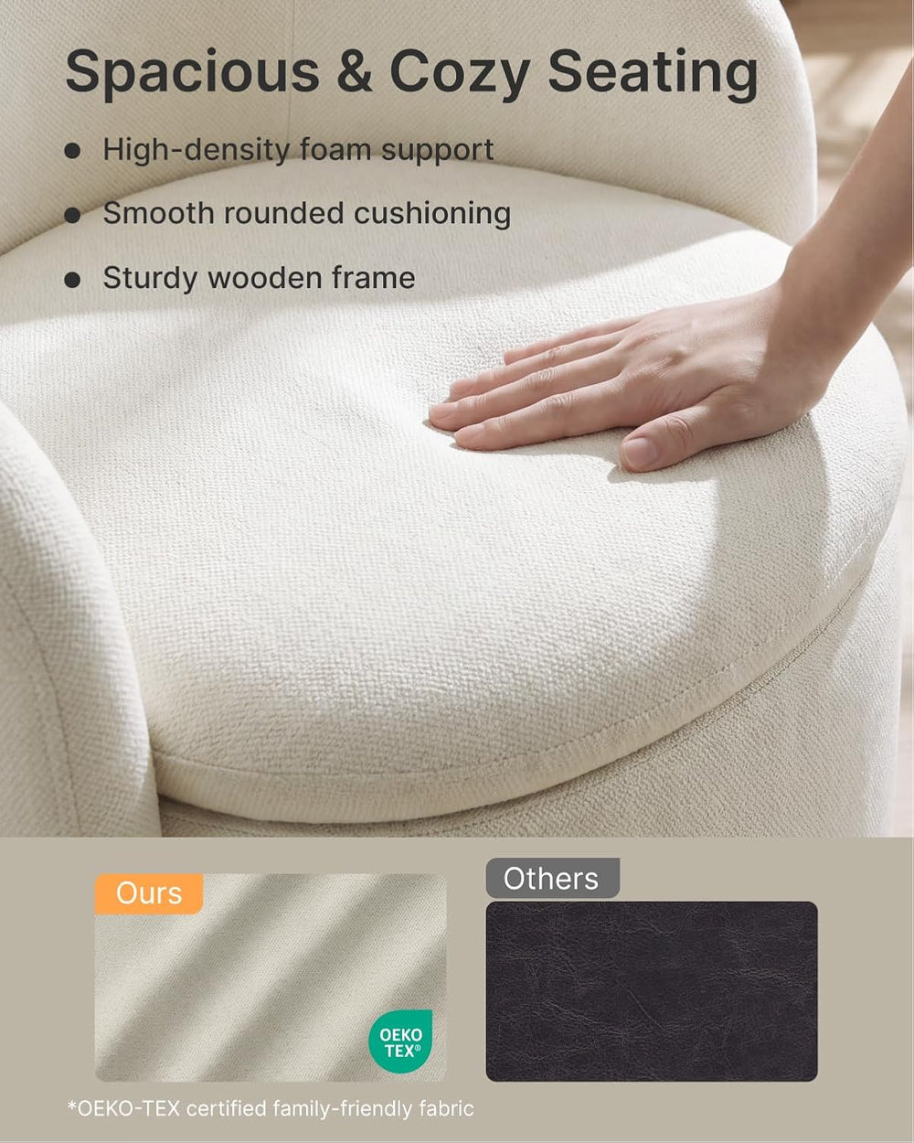 KISLOT Upholstered Dining Chairs Set of 2, Storage Kitchen Chair, Linen